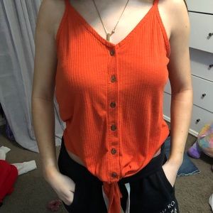 Orange button tank top
